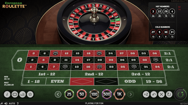 Игровой интерфейс European Roulette 8